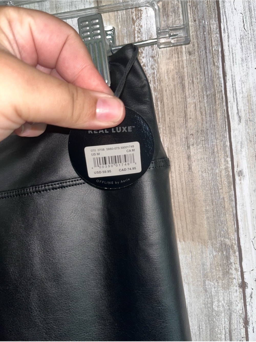 Aerie OFFLINE Real Luxe Faux Leather Leggings Black High Rise NWT Medium - Picture 7 of 7
